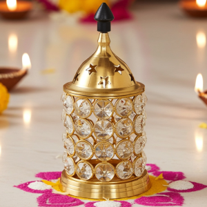 Brass Table Decor Oil Lamp Deep Jyoti No. 3  - Elegant Brass Oil Lamp for Home Temple