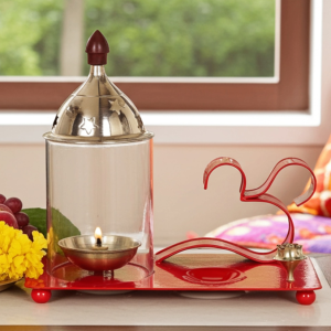Brass & Iron Om Chimney Deepak Red No. 2