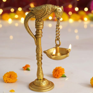 Brass Table Decor Oil Lamp Murga Deepak  - Antique Brass Deepak for Festival Use