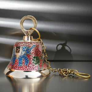Brass Hanging Temple Pooja Bell, Bell Red Color