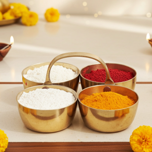 Brass Chokta Small 4 Bowl Combined