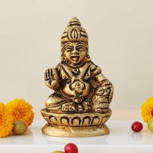 Brass Kuber Ji God Idol – Premium Prosperity Statue for Home
