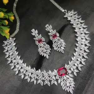 Silver Tone High Quality Zircon Necklace Set