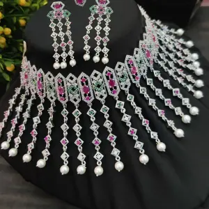 Sonamone Multi Color Cubic Zircon Choker Necklace