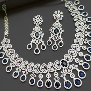 American Diamond Blue Necklace Set