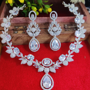 American Diamond Tear Drop Cubic Zirconia Necklace Set