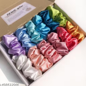 💖 LetzShoppe Premium Satin Scrunchies – 12 Pieces Set