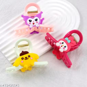 LETZSHOPPE Korean Fashion Large Hair Claw Clips (Pack of 3) – Cartoon Style Non-Slip Strong Hold Hair Clutches for Women & Girls