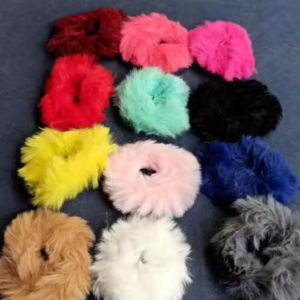 Soft Faux Fur Scrunchies for Women & Girls – Fluffy Hair Ties Elastic Ponytail Holders (Multicolor)