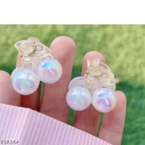 Pearl & Acrylic Resin Hair Clips – Crystal Barrettes with Stars, Love, Bow & Flower Designs for Women & Girls (2 Pcs)