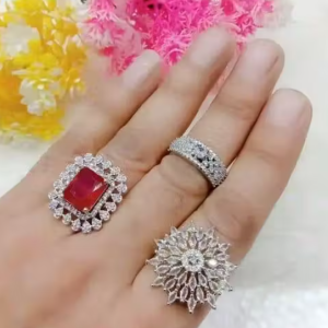 American Diamondd Ring Combo All Are Adjustables Very Stylish