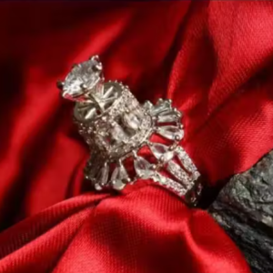 Adjustable AD Silver Designer Indian Bollywood Style Wedding Cocktail Ring