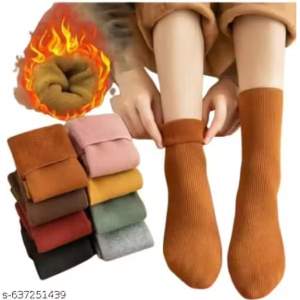 letzshoppe Woolen Socks For Women For Winters | Soft Thermal Warm Fur Inside | With Thumb Toe Design (Pack of 6) Assorted Colous (Colour May Vary)