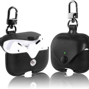 Airpod Pro Pro 2 Case Leather Style Shockproof with Loss Prevention Clip for Apple Air Pods