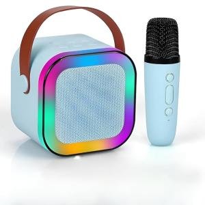 K12 Kids Karaoke Microphone Wireless Bluetooth Speaker with Rgb Led Lighting for Kids
