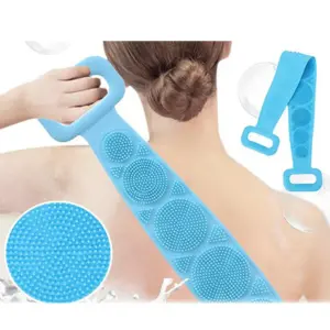 Silicone Body Back Scrubber Double Side Bathing Brush for Skin Deep Cleaning Scrubber Belt