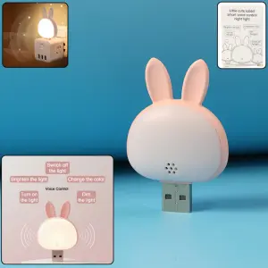 Cute Usb Rabbit Night Light with Sound Voice Activation