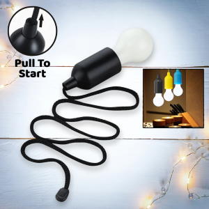 Led Pull Cord Light Hanging Black Led Bulb 3 Pc