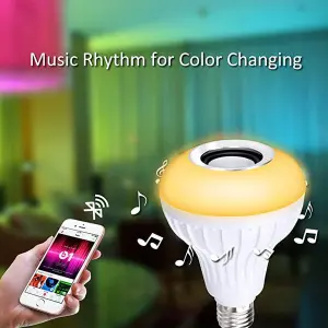 Wireless Bluetooth Sensor 12w Music Multicolor Led Bulb with Remote Controller