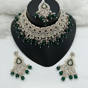 Austrian Stone Choker Necklace Set With Maang Tikka