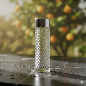 Premium Diamond Cut Water Bottle with Round Steel Cap, Crystal Design, Leakproof ( pack of 1)