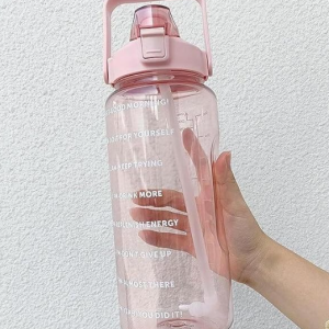 Motivational Water Bottle with Time Marker, 2L Capacity, BPA Free