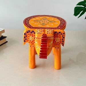 Hand-Painted Wooden Elephant Small Showpiece | 8-Inch Decorative Wooden Craft