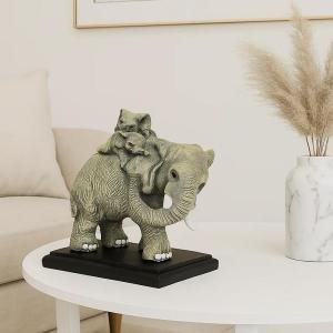 Decorative Elephant Figurine with Baby Elephant Showpiece for Home Décor