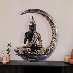 Moon Buddha Statue Antique Big Meditating for Home & Office Décor, Showpiece for Living Room
