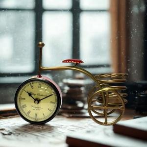 Metal Cycle Clock With Pen Holder