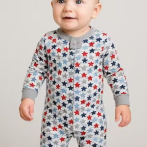 Baby Girls Cotton Full Sleeve Onesie – Bunny Print | Soft Bodysuit with Snap Buttons