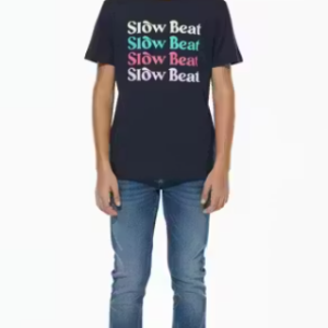 Boys Navy Blue Printed T-Shirt, Slow Beat Theme T-Shirt, Boys Graphic T-Shirt ✅