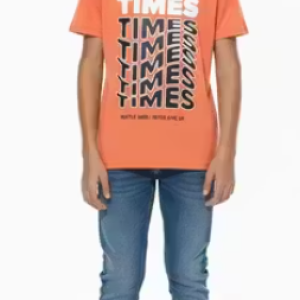 Coral T-Shirt 'TIMES' Graphic Tee Retro Print T-Shirt Vintage Style T-Shirt