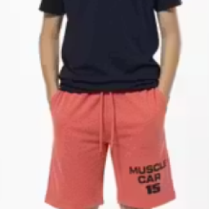 Boys’ Coral Shorts with Muscle Car Print – Racing Theme