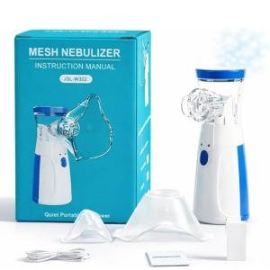 Nebulizer, Portable Mesh Nebulizer for Adults & Kids, Mini Handheld Ultrasonic Inhaler, Low-Noise Steam Vaporizer for Home & Travel, Wireless Vaporizer Machine With Respiratory Mask
