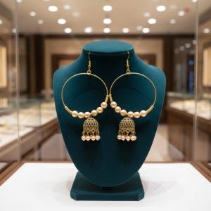 Traditional Gold-Plated Jhumka Hoop Earrings