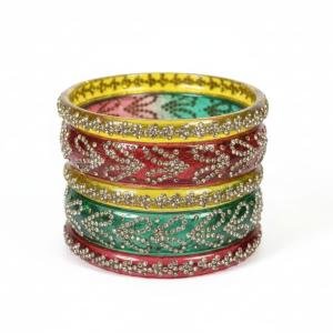 set of multi-colored glass bangles( Size 2'6)