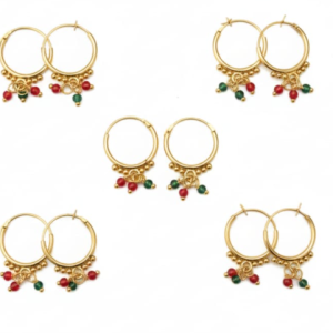Traditional Punjabi-Style Gold-Plated Bali Hoop Earrings ✅( Pack of 5 )