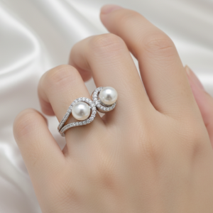 Silver Real Pearl Finger Ring | Gift for Women and Girls