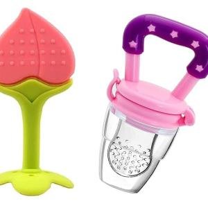 Baby Silicone Fruit Shape Teether and Fruit Nibbler for Baby 6-12 Months Baby Teether