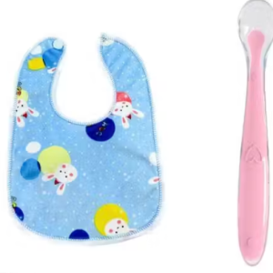 Baby Bib with Silicone Spoon Set