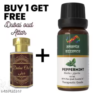 Peppermint Essential Oil for Aromatherapy & Home Fragrance with Free Dubai Oud Attar