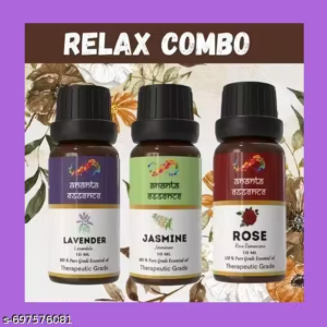 Lavender, Rose & Jasmine Essential Oil Combo for Aromatherapy & Home Fragrance