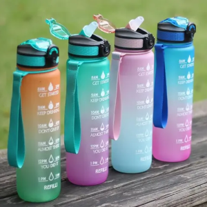 Unbreakable Water Bottle 1 Litre with Motivational Time Marker, Leakproof Durable BPA-Free Non-Toxic Water bottle for office, Water bottle for gym
