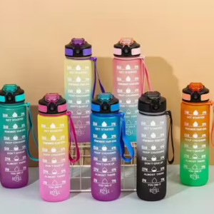 Leak-Proof Durable Unbreakable 1L BPA Free Water Bottle with Time Marker, Hydration Bottle for Gym, Office, Sports & Daily Use (Random Color)