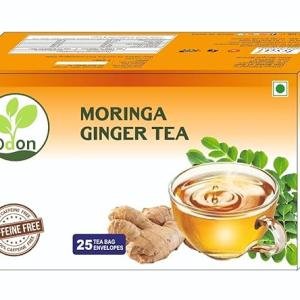 ODON NATURAL Moringa Ginger Herbal Green Tea | 25 Tea Bags | Natural Detox & Immunity Booster