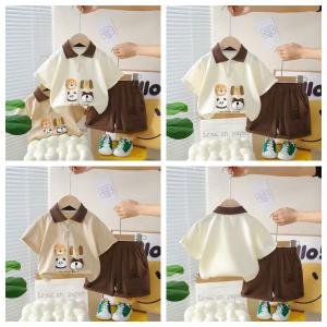 Kids Collared Neck 2-Piece Set with 3D Cartoon Design