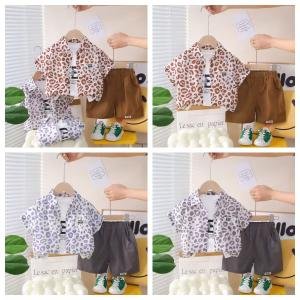 Premium Kids 3-Piece Set with Printed Shirt, T-Shirt & Cotton Linen Bottoms