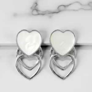 Elegents Triple Heart Drops Earrings for Women | Silver-Tone Stylish Partywear Earrings