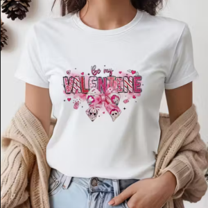 Valentine Printed White Cotton T-Shirt for Women